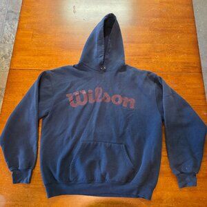 Wilson Hoodie Men’s XL Blue Red Logo Pullover Kangaroo Pockets